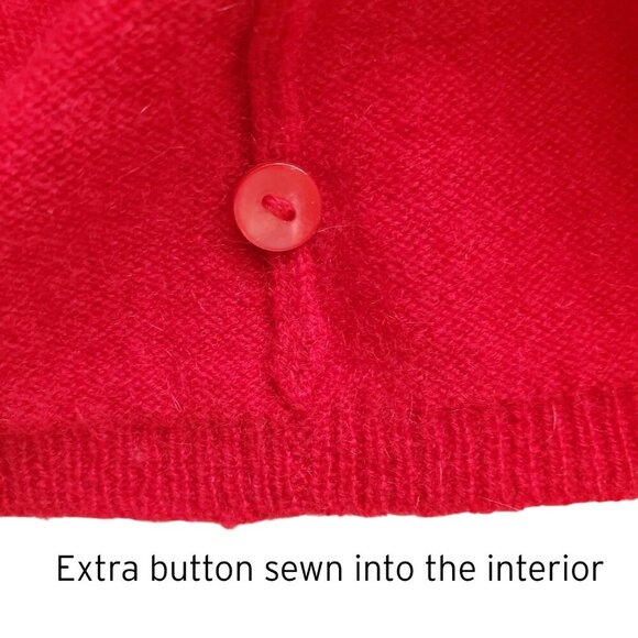 Valerie Stevens Red 2 Ply Cashmere V-Neck Cardigan Size S - Picture 9 of 14